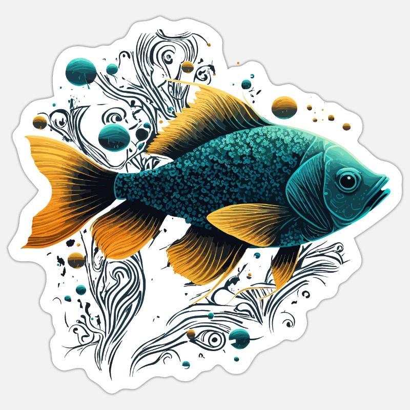 Poisson de compagnie - Sticker taille S (10 x 10 cm) - blanc mat