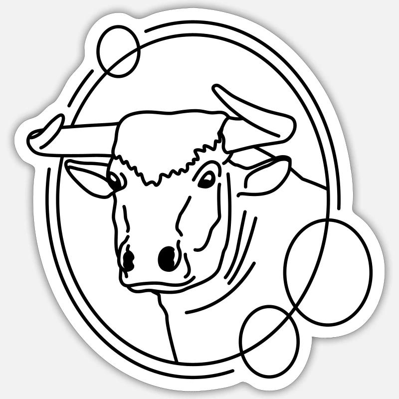 Taureau en forme géométrique - Conception d’art au trait Sticker taille S (10 x 10 cm)