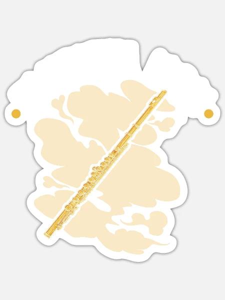 Transverse Flute Mother, Flutiful Mom Flutist - Sticker Größe S (10 x 10 cm) - Mattweiß
