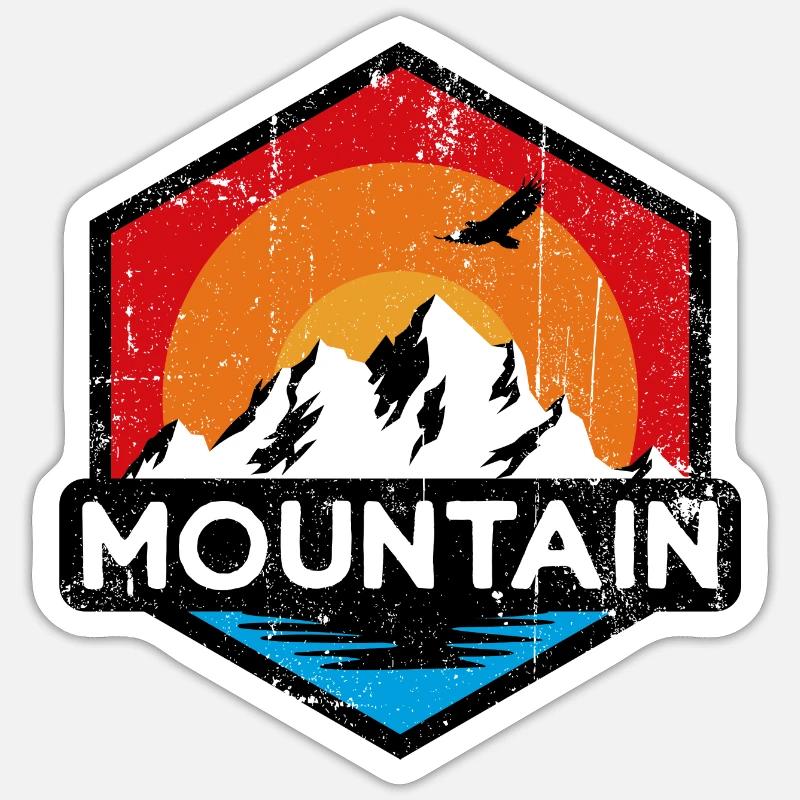 Mountain retro - Sticker size S (10 x 10 cm) - white matte