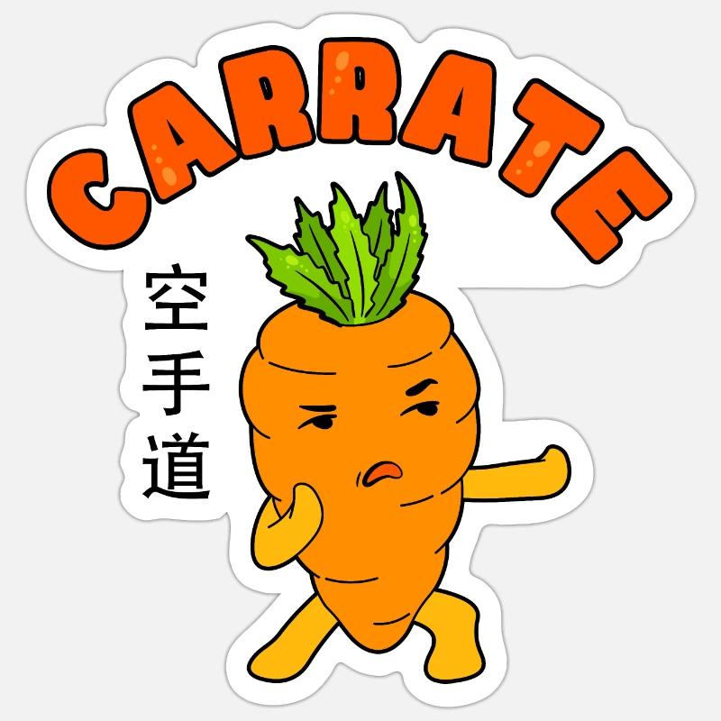 Carotte et karaté - Sticker taille S (10 x 10 cm) - blanc mat