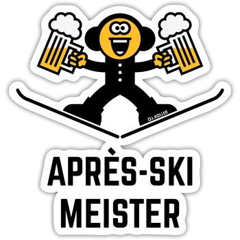 Après-Ski Meister (Bier / Karikatur / 3C) - Sticker Größe S (10 x 10 cm) - Mattweiß - Vorne