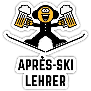 Après-Ski Lehrer (Bier / Karikatur / 3C) - Sticker Größe S (10 x 10 cm) - Mattweiß - Vorne