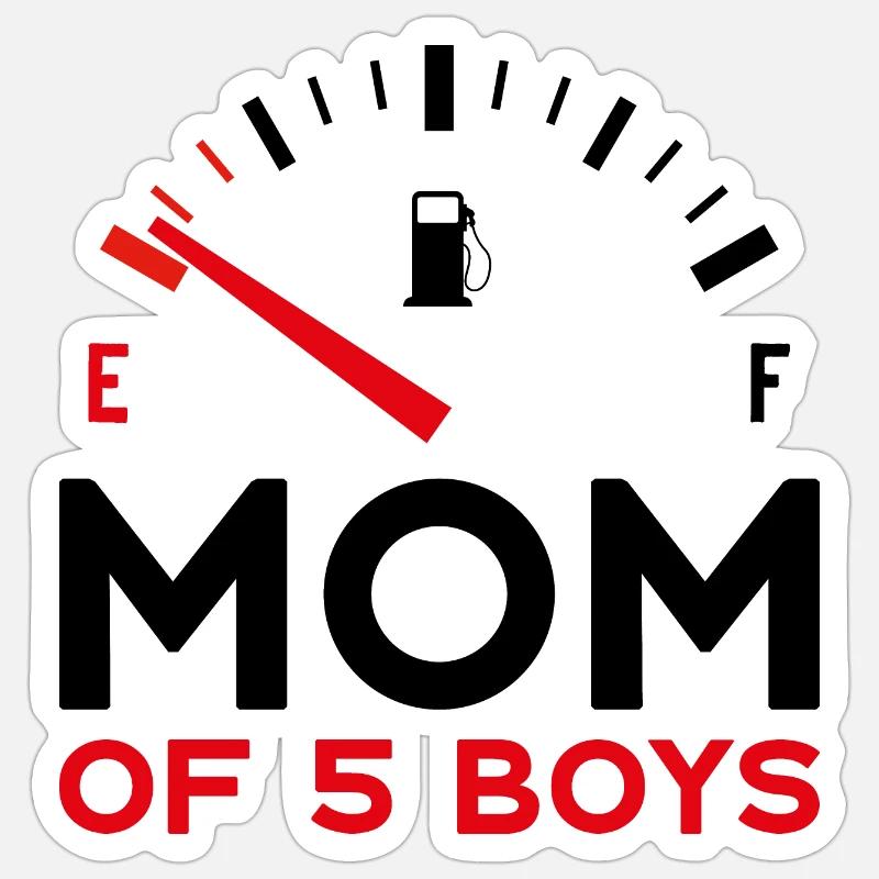 MAMAN DE 5 GARÇONS - Sticker taille S (10 x 10 cm) - blanc mat
