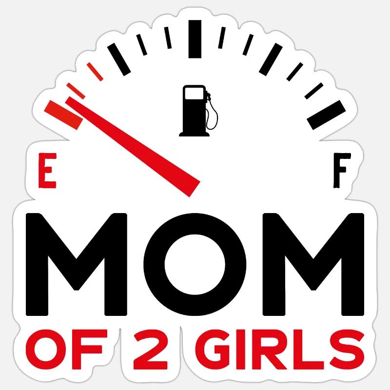 MAMAN DE 2 FILLES - Sticker taille S (10 x 10 cm) - blanc mat