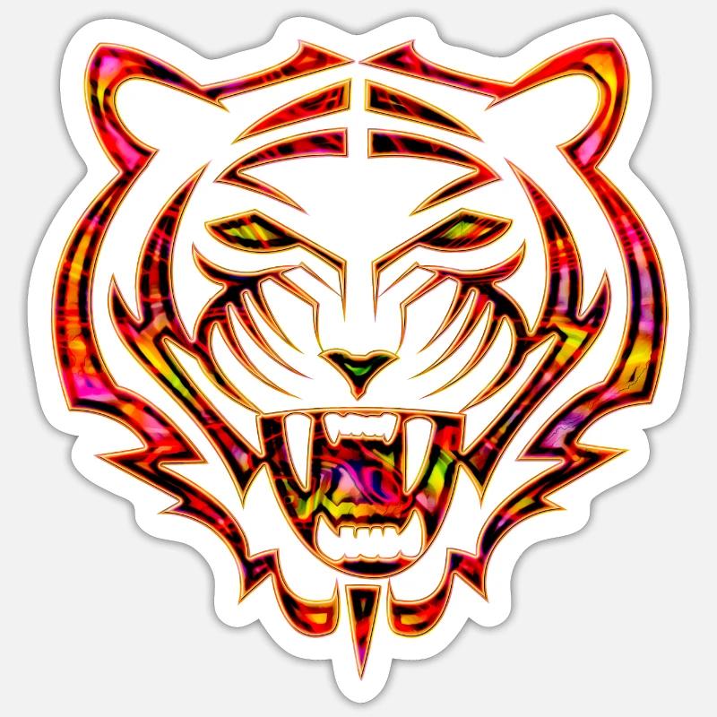 Tigerkopf n° 01 - Conception A Sticker taille S (10 x 10 cm)