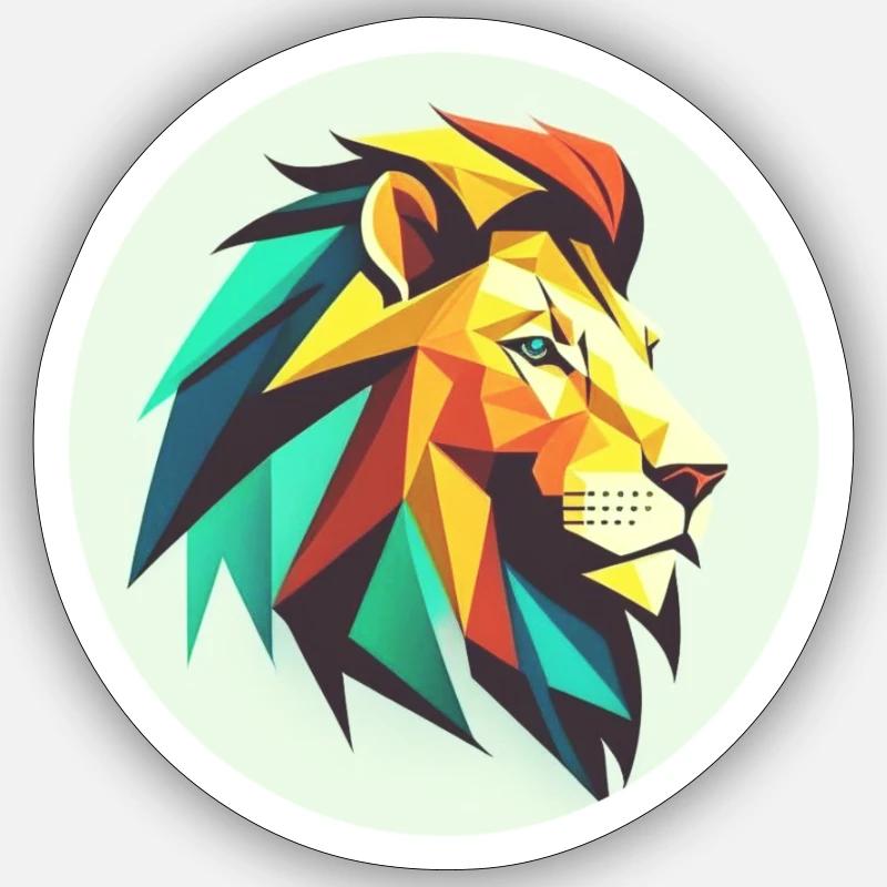 Löwenkopf - Sticker Größe S (10 x 10 cm) - Mattweiß