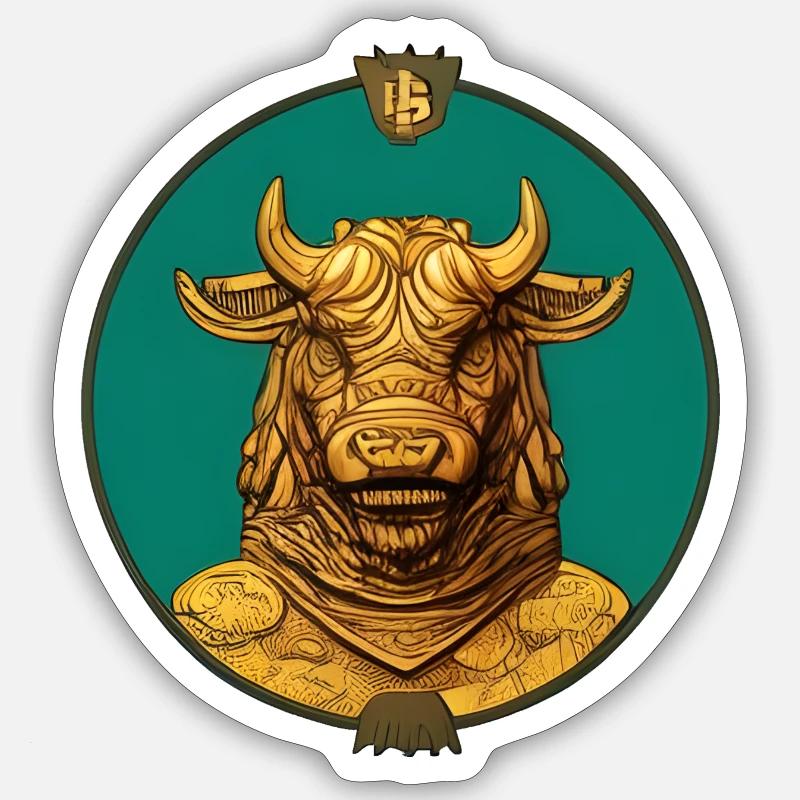 fantasy magic bull emblem - Sticker Größe S (10 x 10 cm) - Mattweiß
