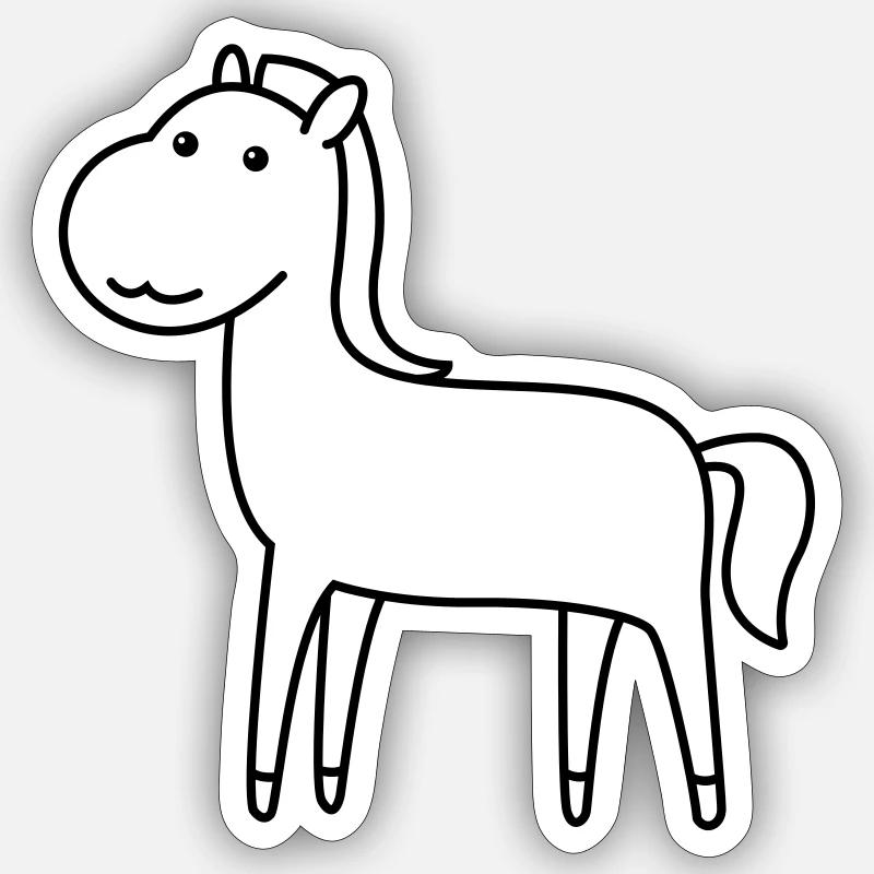 Cheval Comic Animal - Sticker taille S (10 x 10 cm) - blanc mat