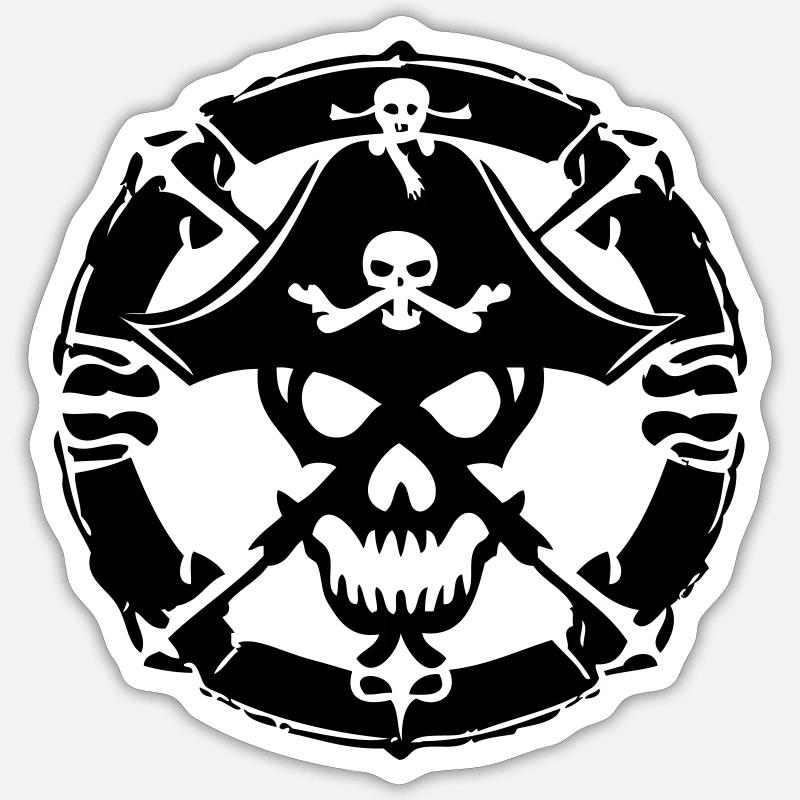 Crâne de pirate - Sticker taille S (10 x 10 cm) - blanc mat