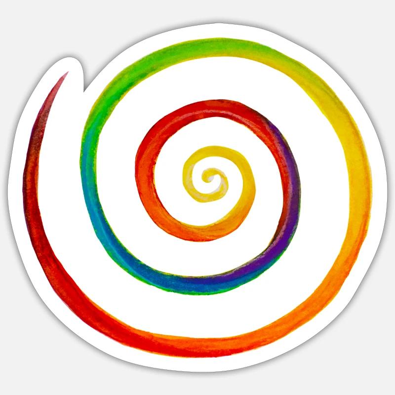 rainbow spiral - Sticker taille S (10 x 10 cm) - blanc mat