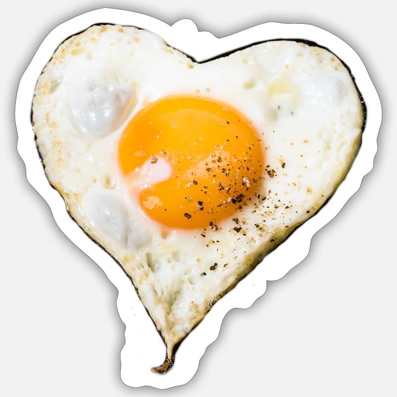 baked egg my love, heart fried egg, fried egg Sticker size S (10 x 10 cm)