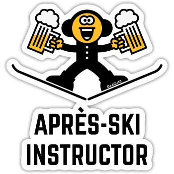 Après-Ski Instructor (Bier / Karikatur / 3C) - Sticker Größe S (10 x 10 cm) - Mattweiß - Vorne