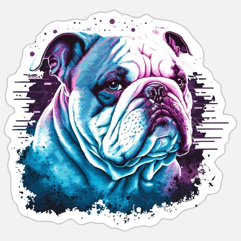 Bouledogue blanc - Sticker taille S (10 x 10 cm) - blanc mat
