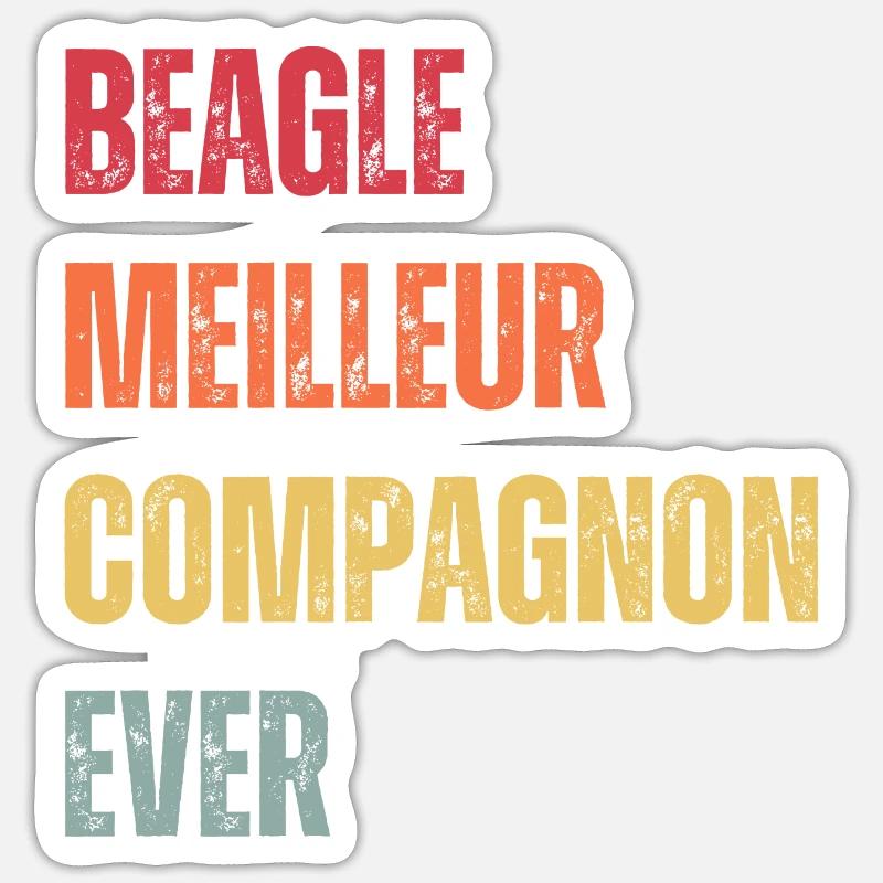 BEAGLE MEILLEUR COMPAGNON EVER - Sticker taille S (10 x 10 cm) - blanc mat