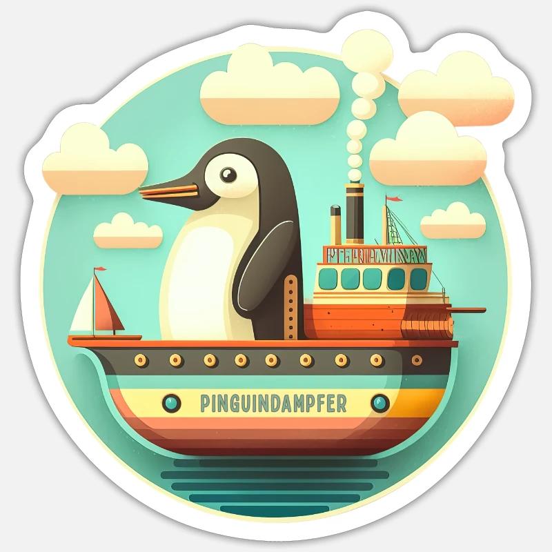 Pinguindampfer 1 - Sticker Größe S (10 x 10 cm) - Mattweiß