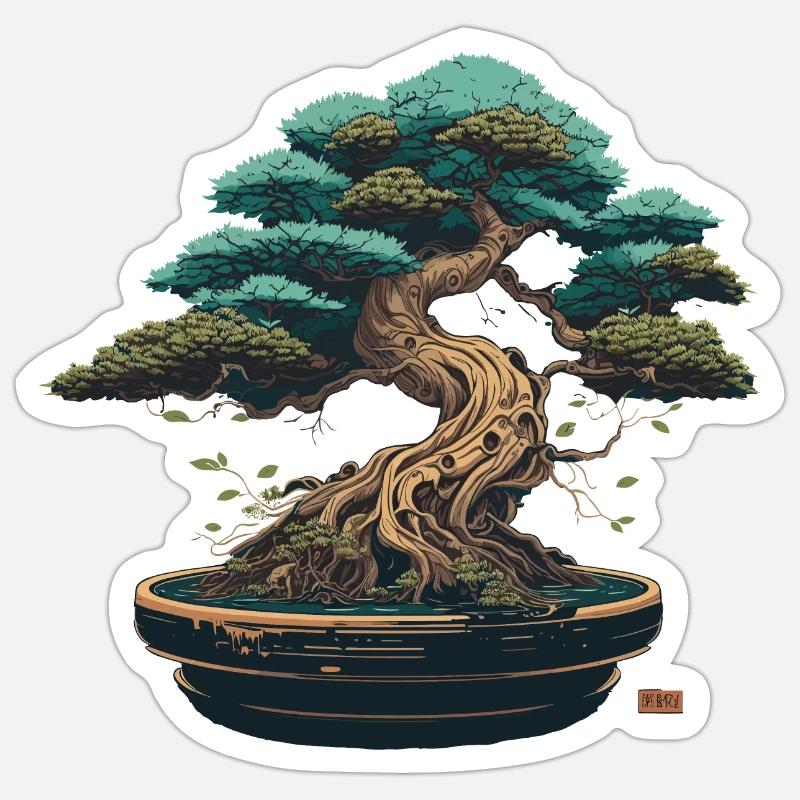 Bonsaï Beauté - Sticker taille S (10 x 10 cm) - blanc mat
