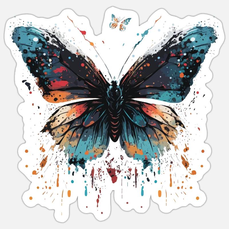 Beauté épanouie du papillon - Sticker taille S (10 x 10 cm) - blanc mat