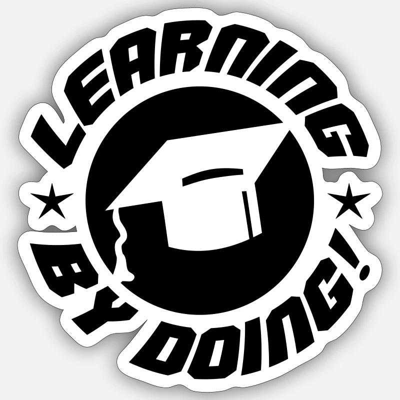 Apprendre par la pratique - Sticker taille S (10 x 10 cm) - blanc mat