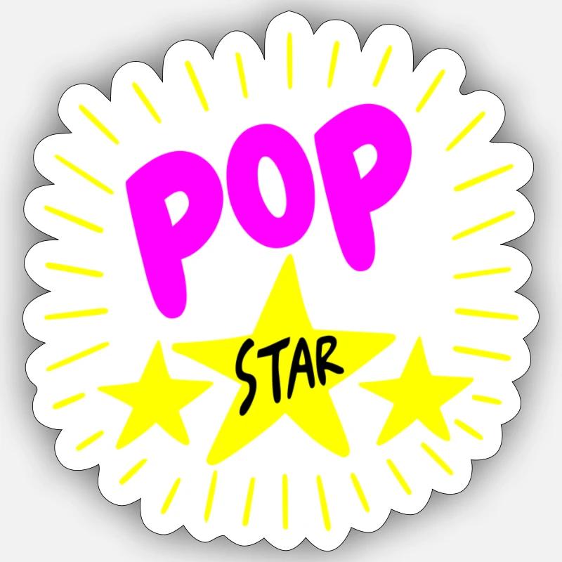 Pop Star bunt - Sticker Größe S (10 x 10 cm) - Mattweiß