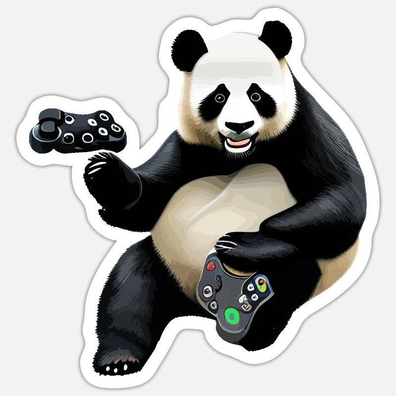 Conception de Panda Gamer - Sticker taille S (10 x 10 cm) - blanc mat
