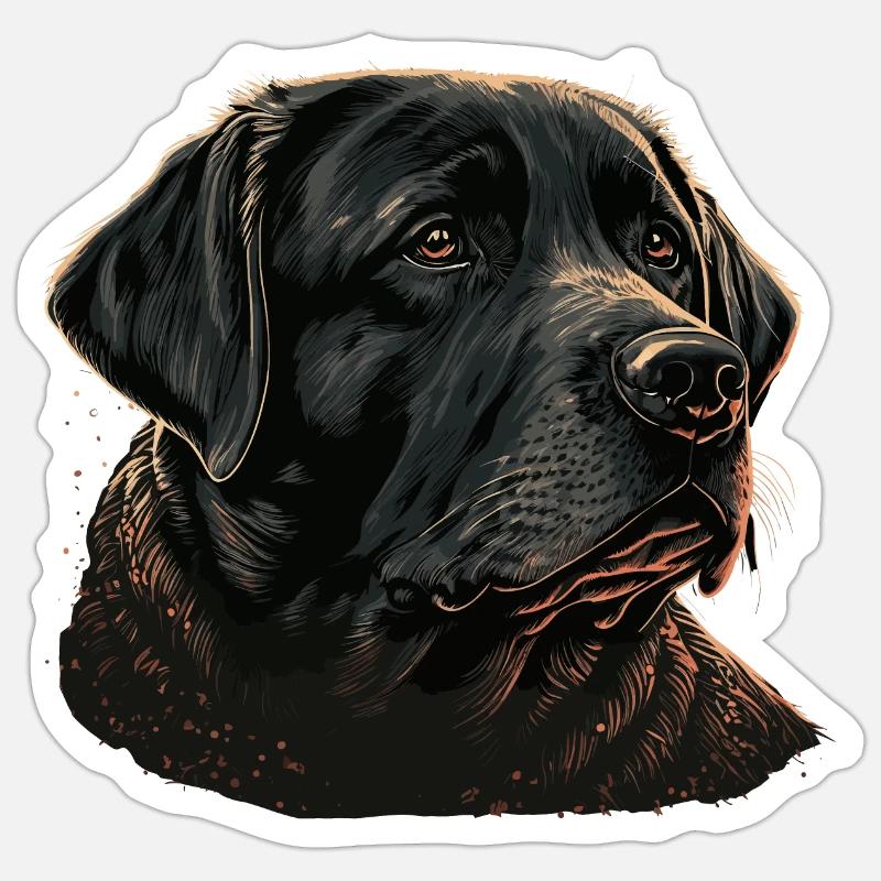 Chubby Face Black Labrador Retriever - Sticker size S (10 x 10 cm) - white matte