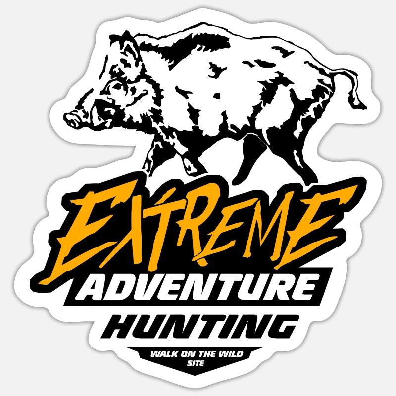 Chasseur - Chasse - Chasse - Sanglier - Sticker taille S (10 x 10 cm) - blanc mat