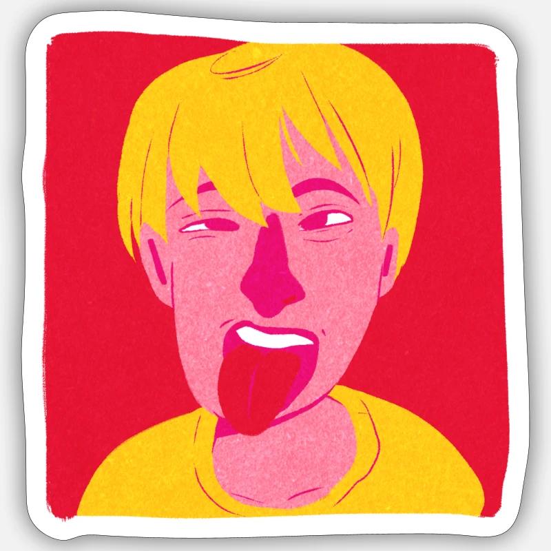 Tire la langue - Sticker taille S (10 x 10 cm) - blanc mat