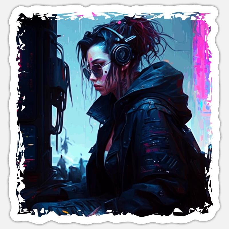 Technophile de science-fiction dans un monde high-tech dystopique Sticker taille S (10 x 10 cm)