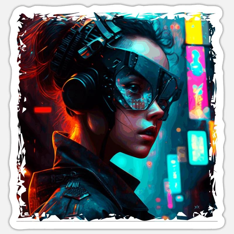 Cyborg of the future with high-tech implants Sticker size S (10 x 10 cm)