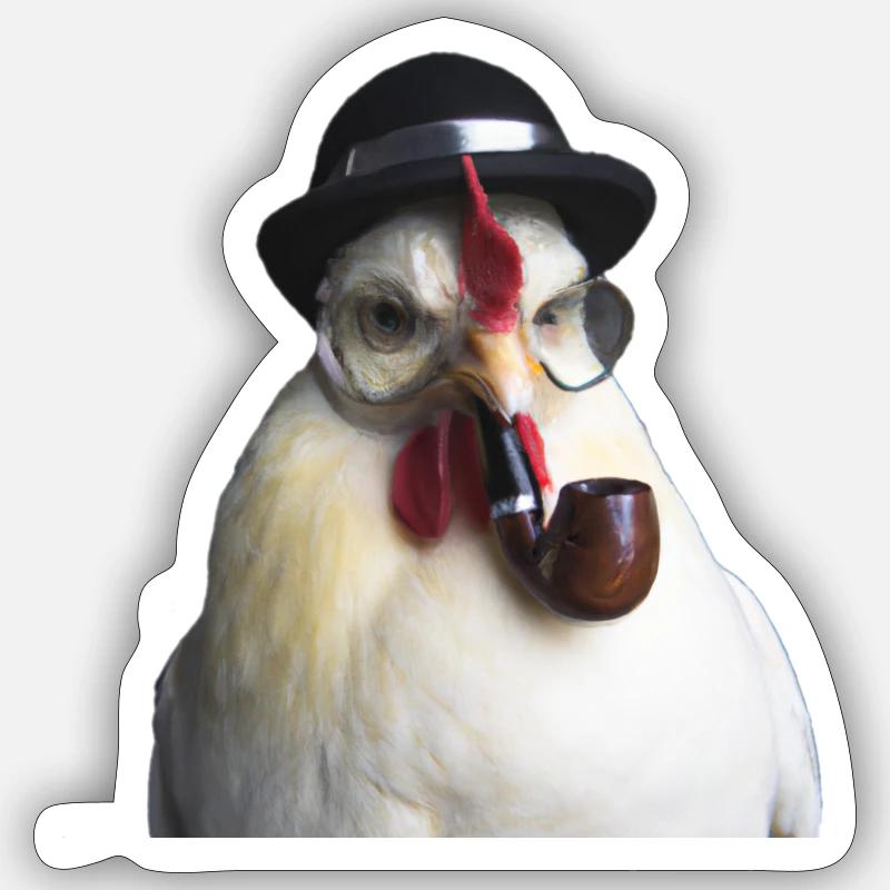 Patron Coq - Sticker taille S (10 x 10 cm) - blanc mat