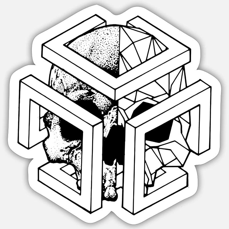 CRÂNE DE GÉO - Sticker taille S (10 x 10 cm) - blanc mat