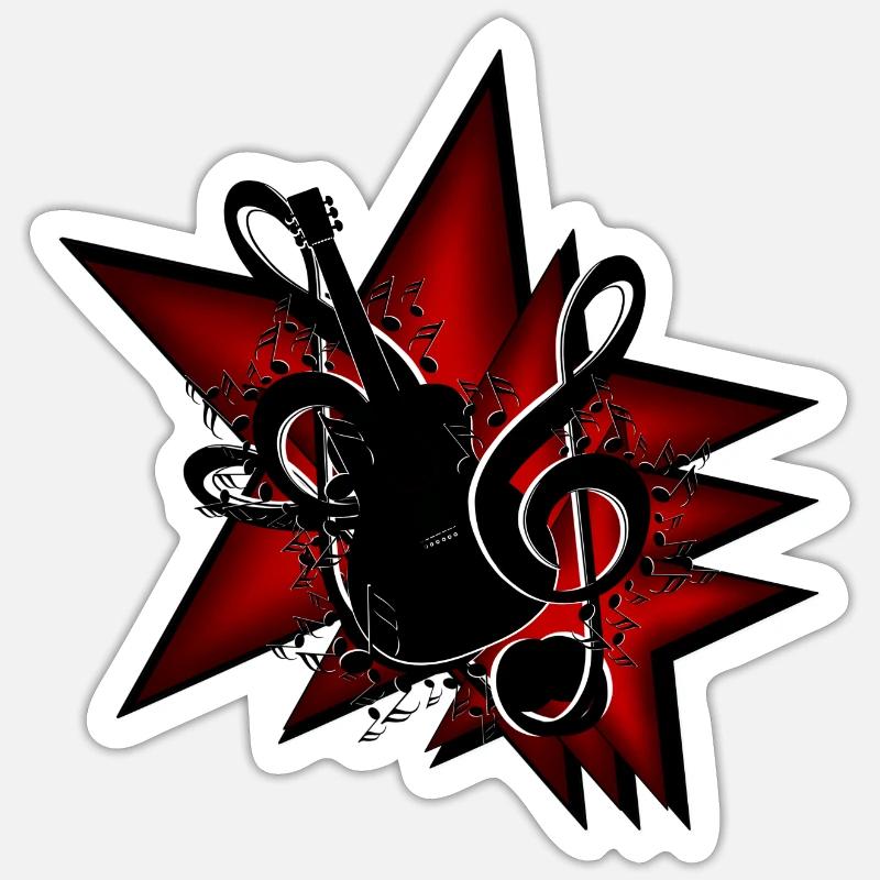 Star Guitar clef Sticker size S (10 x 10 cm)
