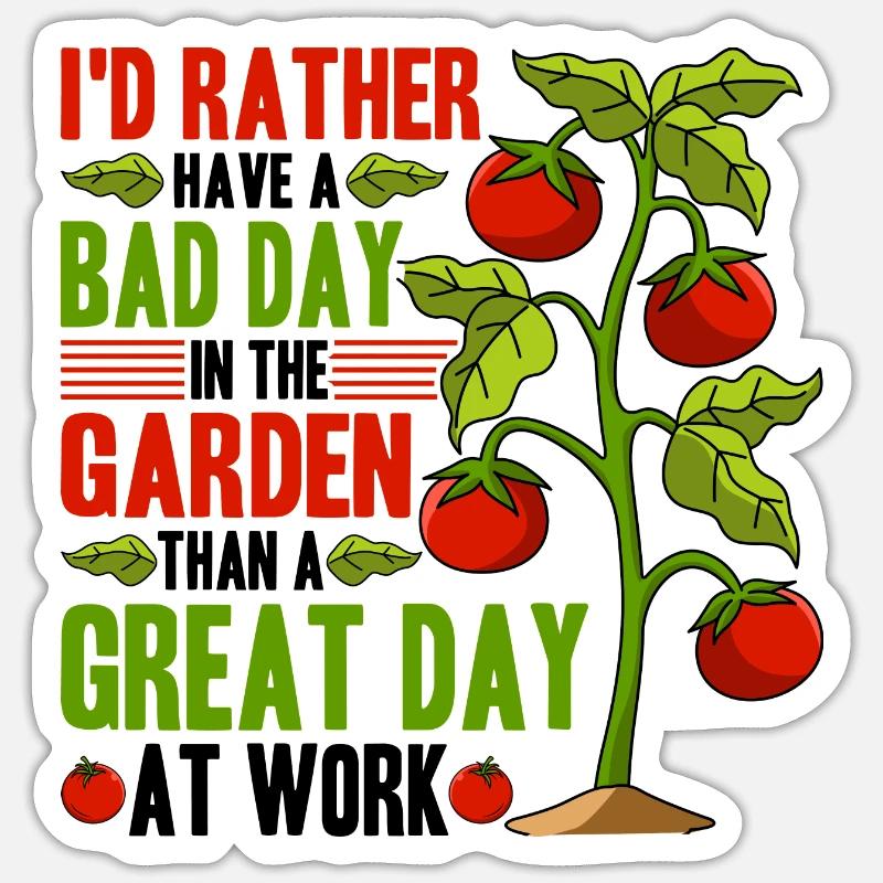 Citation de plante de tomate Super journée dans le jardin, tomate - Sticker taille S (10 x 10 cm) - blanc mat