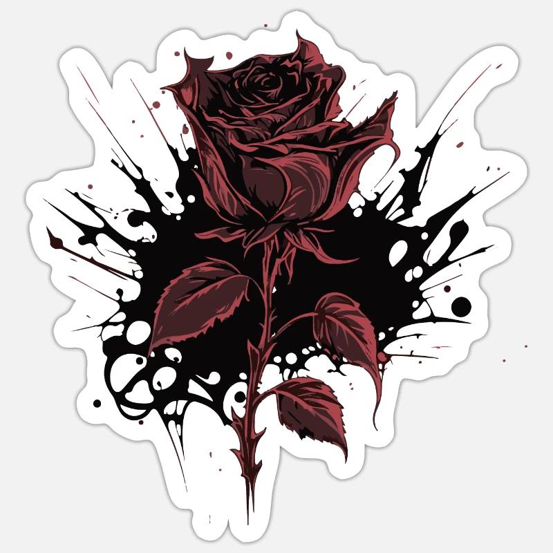 Rote Rose Goth Gothic - Sticker Größe S (10 x 10 cm) - Mattweiß