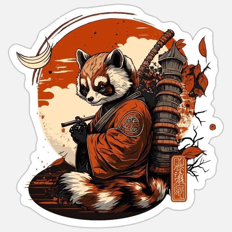 red panda 5 - Sticker taille S (10 x 10 cm) - blanc mat