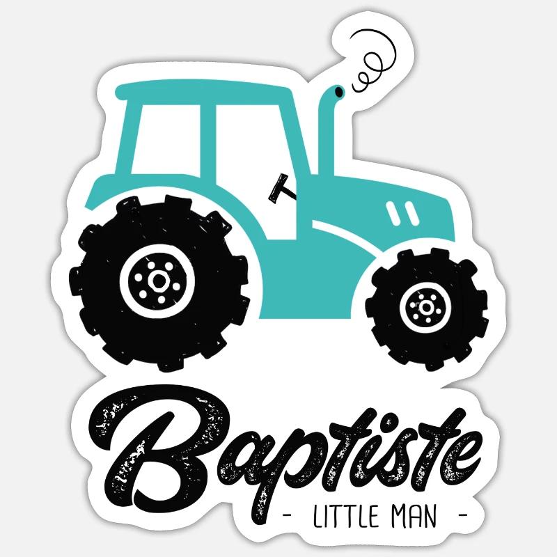 Baptiste first name baptist with tractor Sticker size S (10 x 10 cm)