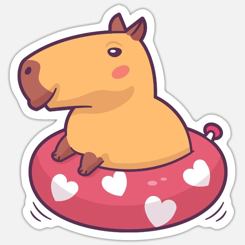 Capybara Floatie - Sticker size S (10 x 10 cm) - white matte