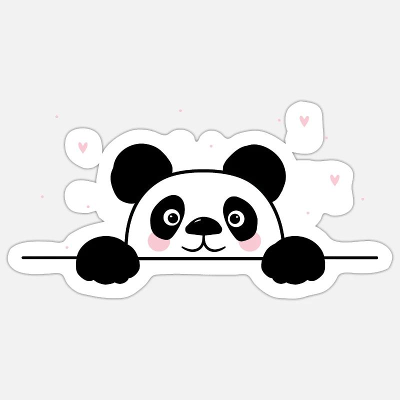 Lovable Panda mit Herzchen - Sticker Größe S (10 x 10 cm) - Mattweiß