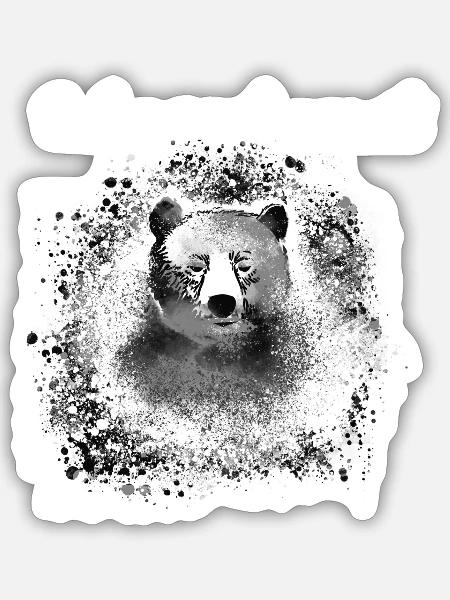 schnarchshirt,bär,schnarchen,graffiti,malerei - Sticker Größe S (10 x 10 cm) - Mattweiß