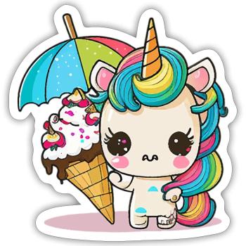 Sweet Dreams: A Unicorn - Sticker size S (10 x 10 cm) - white matte - Front