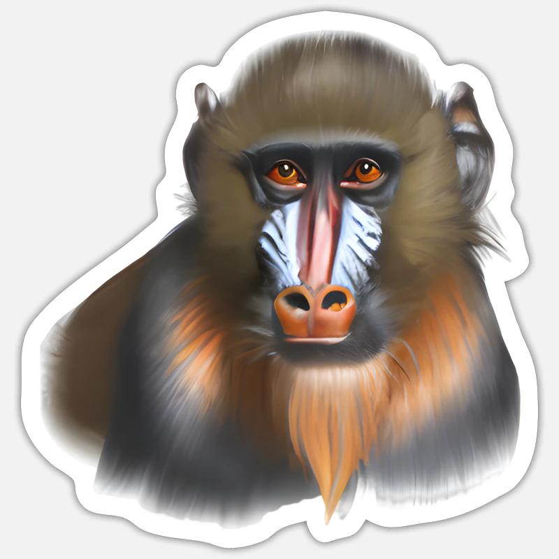 Mandrill Affe Sticker Größe S (10 x 10 cm)
