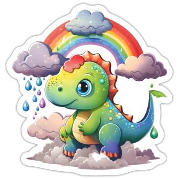 Dinosaur Dino Baby Rainbow Gift - Sticker size S (10 x 10 cm) - white matte - Front