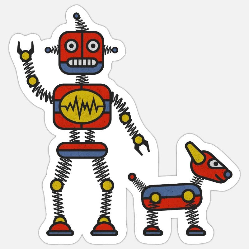 Roboter - Sticker Größe S (10 x 10 cm) - Mattweiß