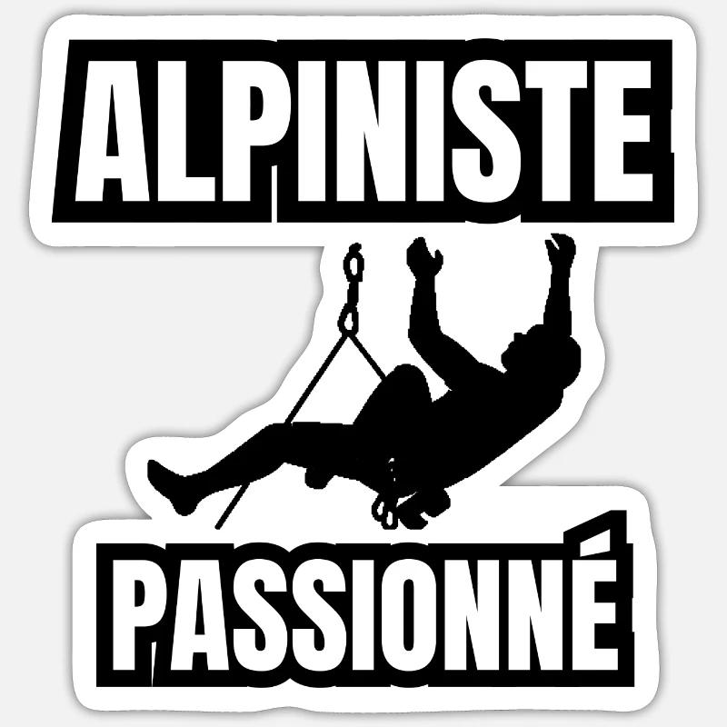 alpiniste passionné - Sticker taille S (10 x 10 cm) - blanc mat