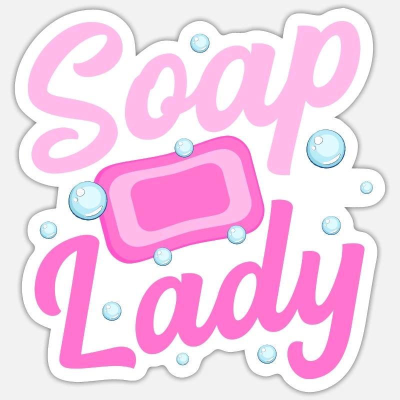 Soap Lady Soapmaker Soapmaking - Sticker size S (10 x 10 cm) - white matte