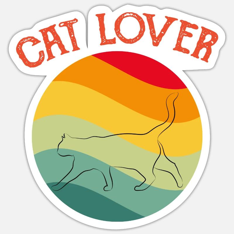 cat lover - Sticker taille S (10 x 10 cm) - blanc mat
