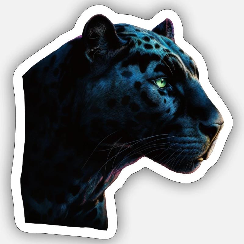 Le jaguar bleu - Sticker taille S (10 x 10 cm) - blanc mat
