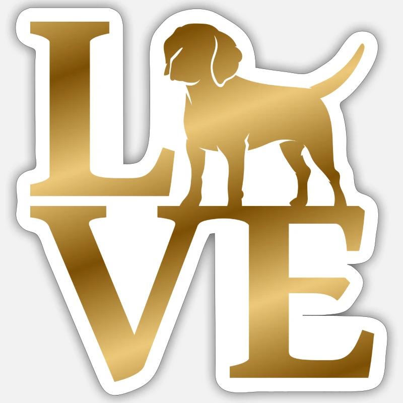 Amour Beagle - Sticker taille S (10 x 10 cm) - blanc mat