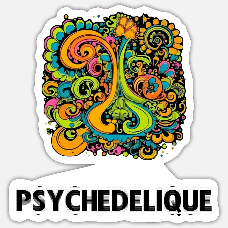 Psychédélique Sticker taille S (10 x 10 cm)